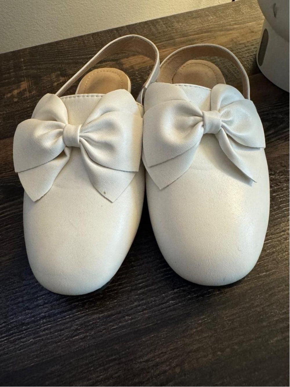 White Bow-Accent Kids Slip-On Shoes